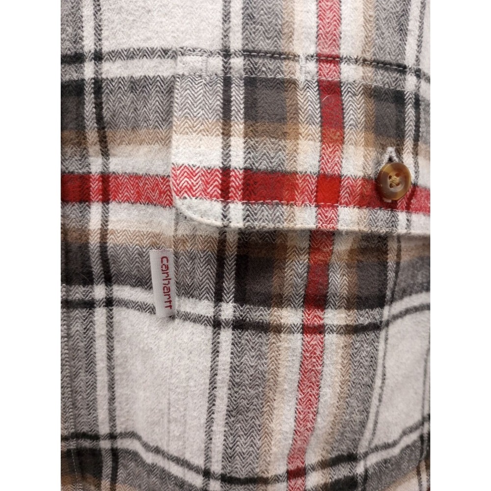 Carhartt Flannel Shirt Men's size M Red White Plaid 100% Cotton Original Fit - Picture 2 of 14